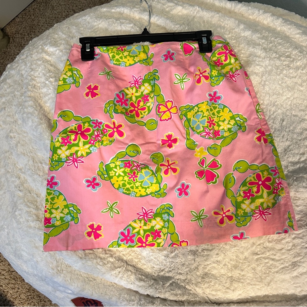 Lilly Pulitzer Pink Tropical Crab Mini Pencil Skirt - Sz. 4 Vintage